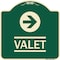 Signmission Designer Series Valet Right Arrow, Green & Tan Heavy-Gauge Aluminum Sign, 18" x 18", G-1818-22743 A-DES-G-1818-22743 - alternate 1